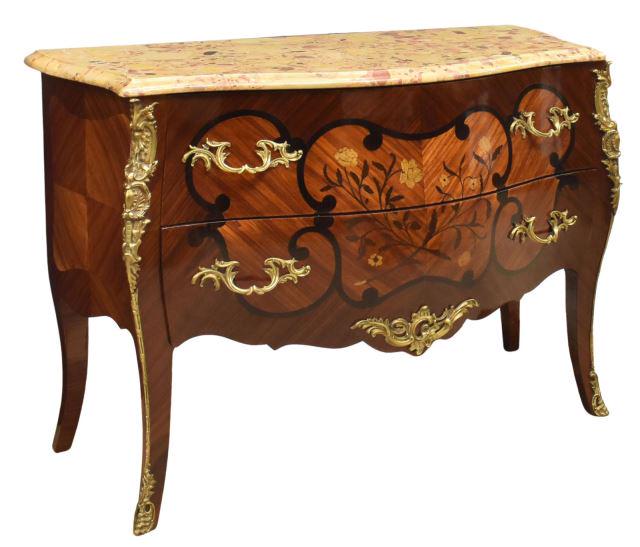 FRENCH LOUIS XV STYLE MARBLE-TOP COMMODE (1 of 4)