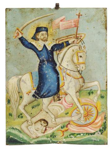 UNFRAMED MEXICAN TIN RETABLO SAINT JAMES MATAMOROS (1 of 4)