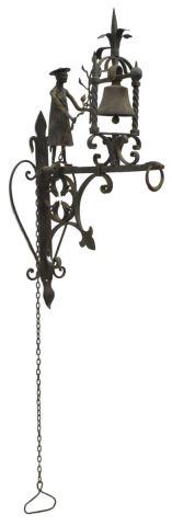 FOLK ART WROUGHT IRON FIGURAL DOOR BELL RINGER (1 of 3)