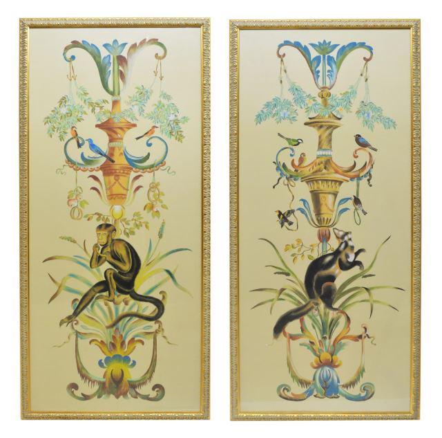 (2) CHELSEA HOUSE FRAMED PAINTINGS ON SILK (1 of 4)