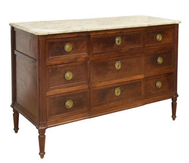 LOUIS XVI STYLE MARBLE-TOP MAHOGANY COMMODE (1 of 5)