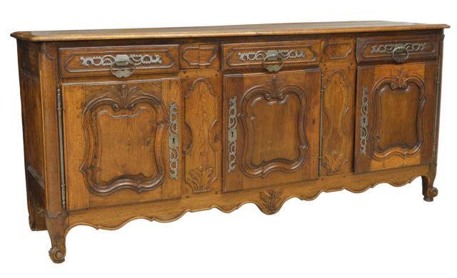 FRENCH PROVINCIAL LOUIS XV STYLE OAK SIDEBOARD (1 of 6)