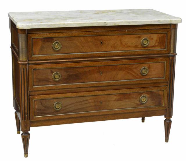 FRENCH LOUIS XVI STYLE MARBLE-TOP MAHOGANY COMMODE (1 of 5)