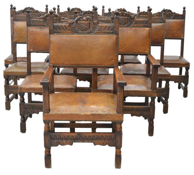 (10) SPANISH RENAISSANCE REVIVAL LEATHER CHAIRS (1 of 2)