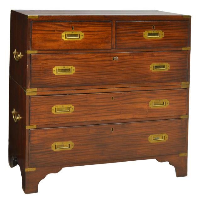ENGLISH BRASS-BOUND MAHOGANY CAMPAIGN CHEST (1 of 5)