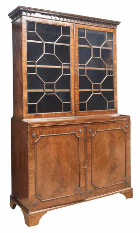 ENGLISH LATE GEORGIAN MAHOGANY BOOKCASE CABINET (1 of 5)