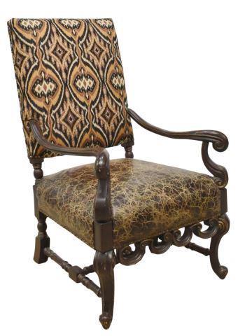 BAROQUE STYLE HIGHBACK LEATHER SEAT ARMCHAIR (1 of 3)