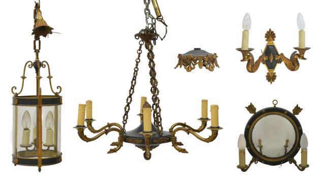 (4) FRENCH EMPIRE STYLE PARCEL GILT LIGHTING SUITE (1 of 3)