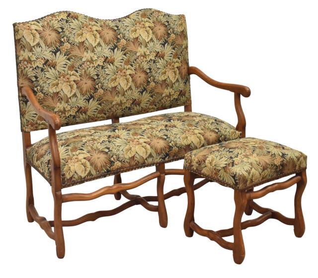 (2) FRENCH LOUIS XIV STYLE SETTEE SOFA & STOOL (1 of 4)