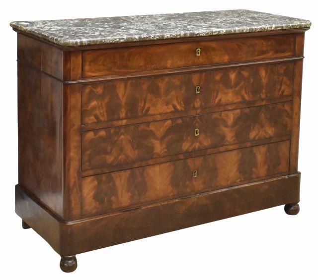 LOUIS PHILIPPE PERIOD MARBLE-TOP MAHOGANY COMMODE (1 of 5)