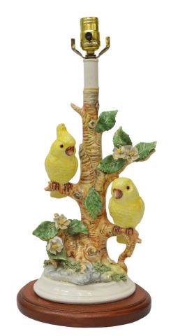 ITALIAN CERAMIC YELLOW BIRDS TABLE LAMP (1 of 2)