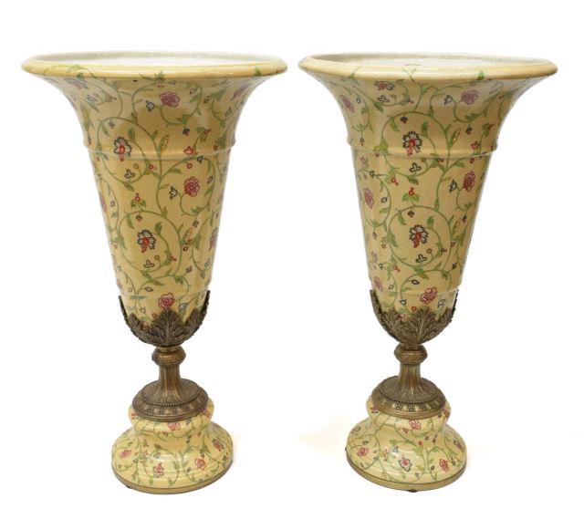 (2) LARGE WINWARD DECORATIVE TRUMPET VASES, 25"H (1 of 3)