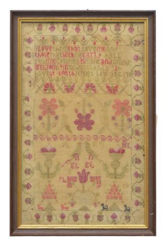 FRAMED JENNET LOW 1809 NEEDLEPOINT SAMPLER (1 of 2)