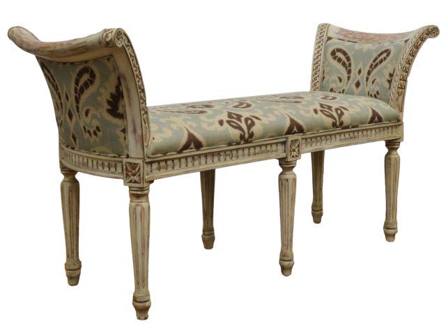 LOUIS XVI STYLE PAINTED & UPHOLSTERED WINDOW BENCH (1 of 4)