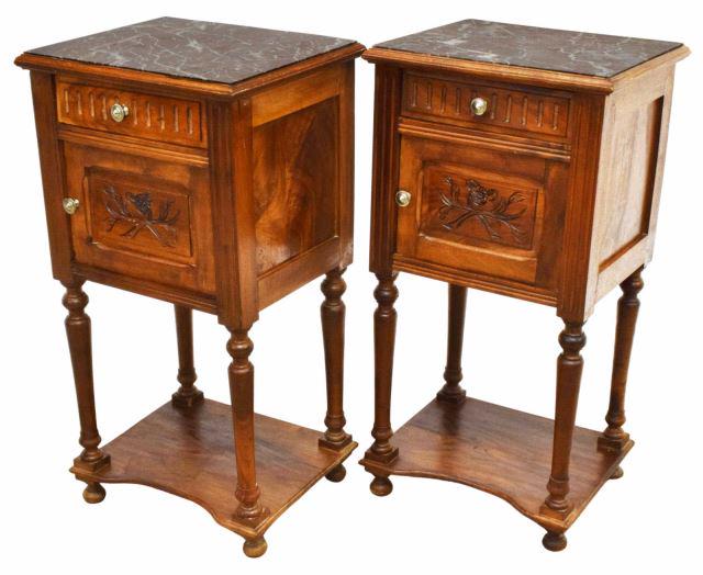 (2) FRENCH HENRI II STYLE MARBLE-TOP NIGHTSTANDS (1 of 7)