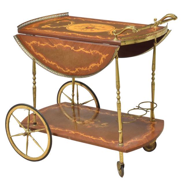 VINTAGE ITALIAN TWO-TIER MARQUETRY SERVICE CART (1 of 4)