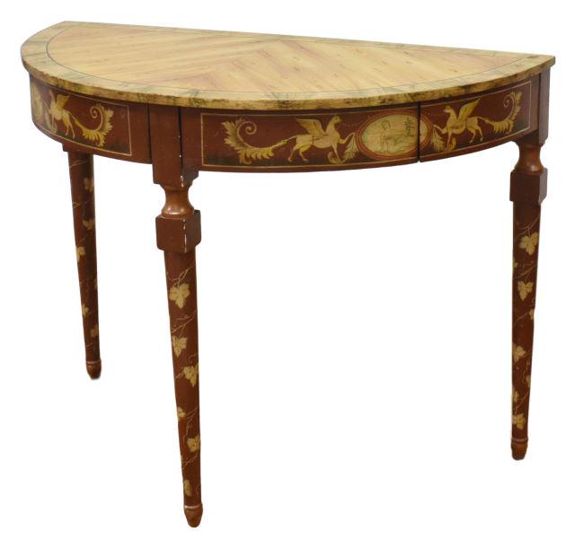 CHELSEA HOUSE PAINT DECORATED DEMILUNE CONSOLE (1 of 6)