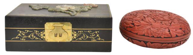 (2) CHINESE LACQUERED & CINNABAR BOXES (1 of 4)