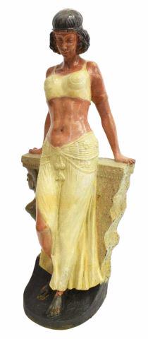 EGYPTIAN REVIVAL STYLE PAINTED BRONZE SCULPTURE (1 of 8)