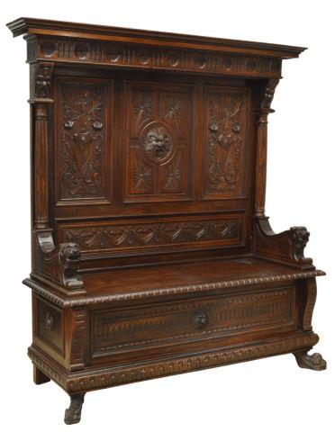 ITALIAN RENAISSANCE REVIVAL WALNUT HALL BENCH (1 of 6)