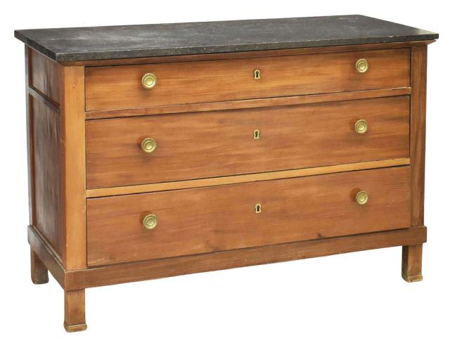 FRENCH EMPIRE STYLE MARBLE-TOP MAHOGANY COMMODE (1 of 5)