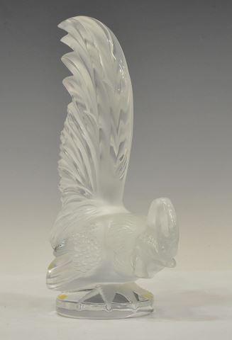 LALIQUE 'COQ NAIN' ROOSTER CAR MASCOT PAPERWEIGHT (1 of 3)