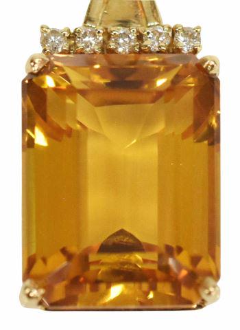 ESTATE 14K GOLD DIAMOND & CITRINE PENDANT NECKLACE (1 of 3)