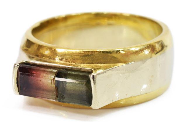 ESTATE 18KT GOLD & WATERMELON TOURMALINE RING (1 of 5)