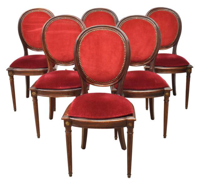(6) LOUIS XVI STYLE UPHOLSTERED DINING CHAIRS (1 of 3)