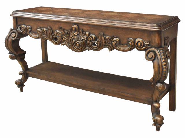 BAROQUE STYLE HEAVILY CARVED CONSOLE SOFA TABLE (1 of 4)