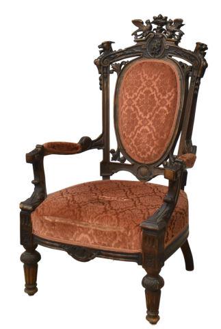 FRENCH LOUIS XVI STYLE UPHOLSTERED FAUTEUIL (1 of 3)