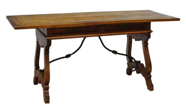 BAROQUE STYLE WALNUT TWO DRAWER EXTENSION TABLE (1 of 6)