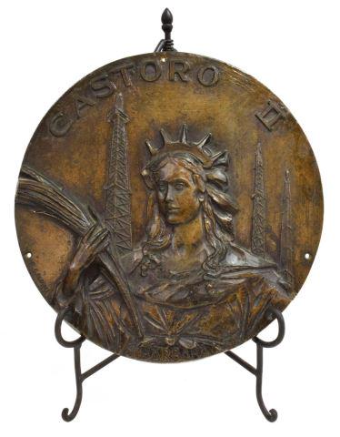 R. GALDINI BRONZE SAINT BARBARA PLAQUE & STAND (1 of 5)