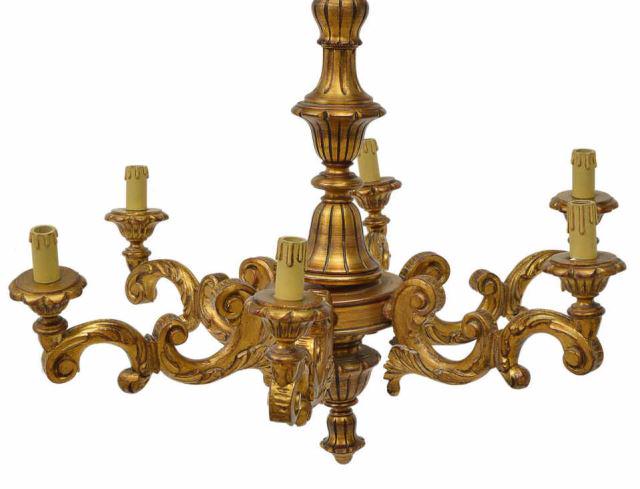 ITALIAN GILTWOOD SIX-LIGHT CHANDELIER (1 of 3)