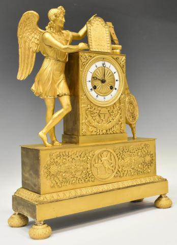 FRENCH EMPIRE BRONZE DORE FIGURAL MANTEL CLOCK (1 of 5)