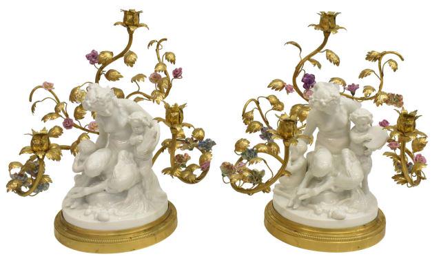 (2) CAPODIMONTE PORCELAIN FIGURE GROUP CANDELABRA (1 of 3)