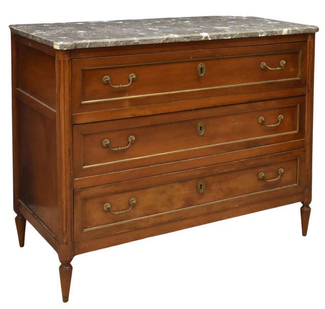 FRENCH LOUIS XVI MARBLE-TOP MAHOGANY COMMODE (1 of 5)