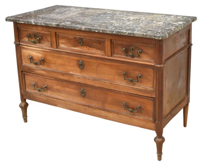 FRENCH LOUIS XVI PERIOD MARBLE-TOP WALNUT COMMODE (1 of 5)