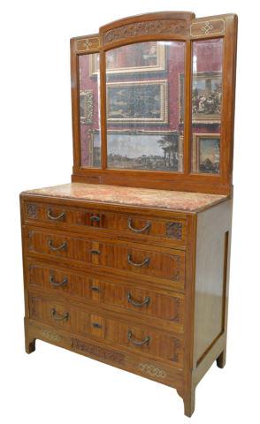 ITALIAN ART NOUVEAU MIRRORED MARBLE-TOP COMMODE (1 of 5)