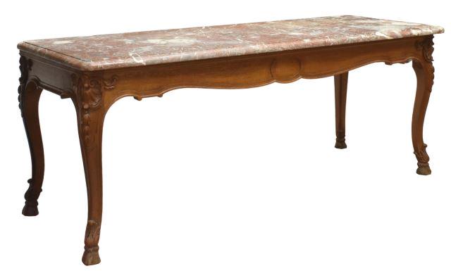 LOUIS XV STYLE MARBLE-TOP OAK ISLAND WORK TABLE (1 of 4)