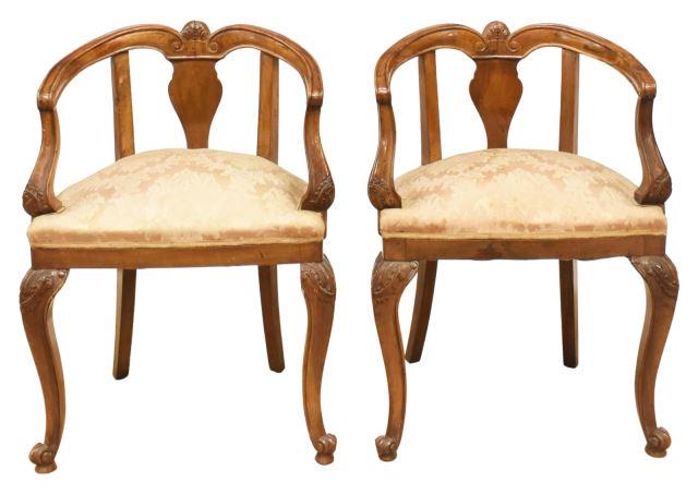 (2) ITALIAN VENETIAN WALNUT ARMCHAIRS (1 of 2)