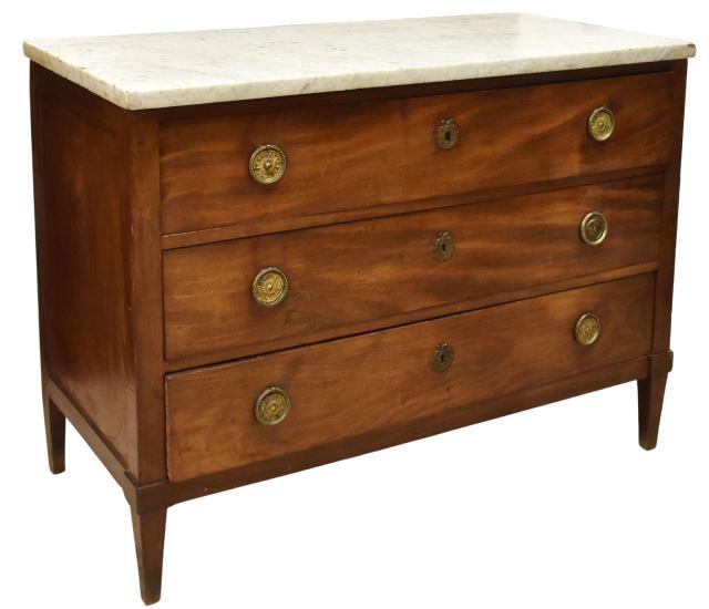 FRENCH LOUIS XVI STYLE MARBLE-TOP MAHOGANY COMMODE (1 of 5)