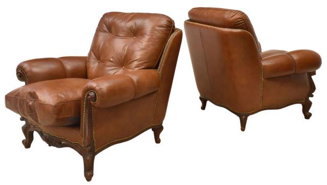 (2) ITALIAN BONINO BUTTON-TUFTED LEATHER ARMCHAIRS (1 of 3)