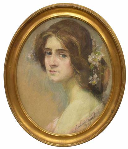 ZELMA U. BAYLOS (1868-1950) PASTEL PORTRAIT (1 of 3)