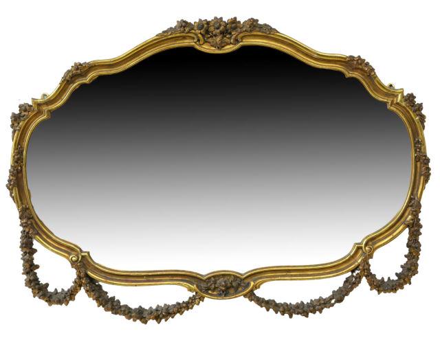 ITALIAN GILTWOOD BEVELED MIRROR FLORAL GARLANDS (1 of 3)