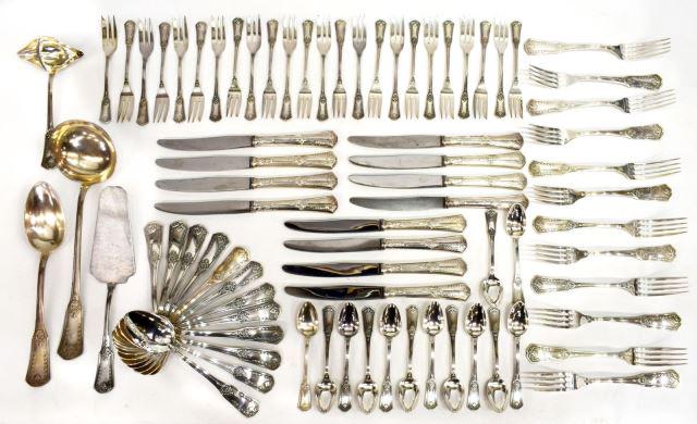 (77) FRENCH SFAM 'EMPIRE' SILVER PLATE FLATWARE (1 of 6)