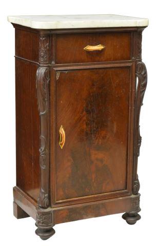 ITALIAN MARBLE-TOP MAHOGANY BEDSIDE CABINET (1 of 5)