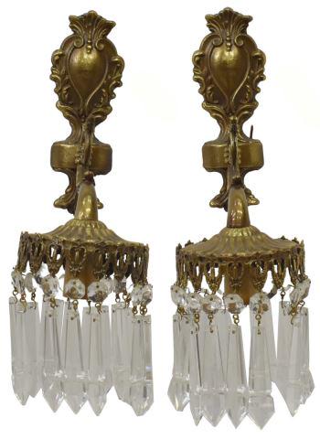 2) ITALIAN GILT METAL & CRYSTAL PRISM WALL SCONCES (1 of 2)