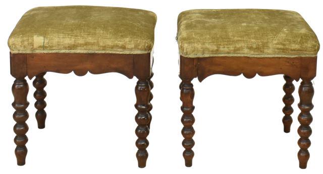 (2) LOUIS PHILLIPE WALNUT OTTOMANS/ FOOTSTOOLS (1 of 4)