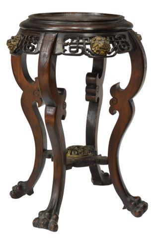 CHINESE CARVED PAW FOOT SIDE TABLE (1 of 4)